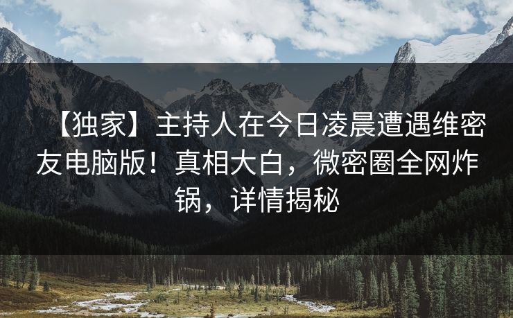 【独家】主持人在今日凌晨遭遇维密友电脑版！真相大白，微密圈全网炸锅，详情揭秘